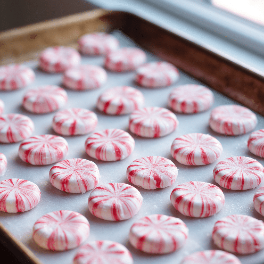 Adding peppermint oil to candy mixture