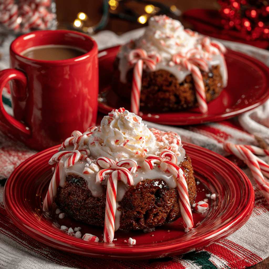 Candy cane bow cake recipe card