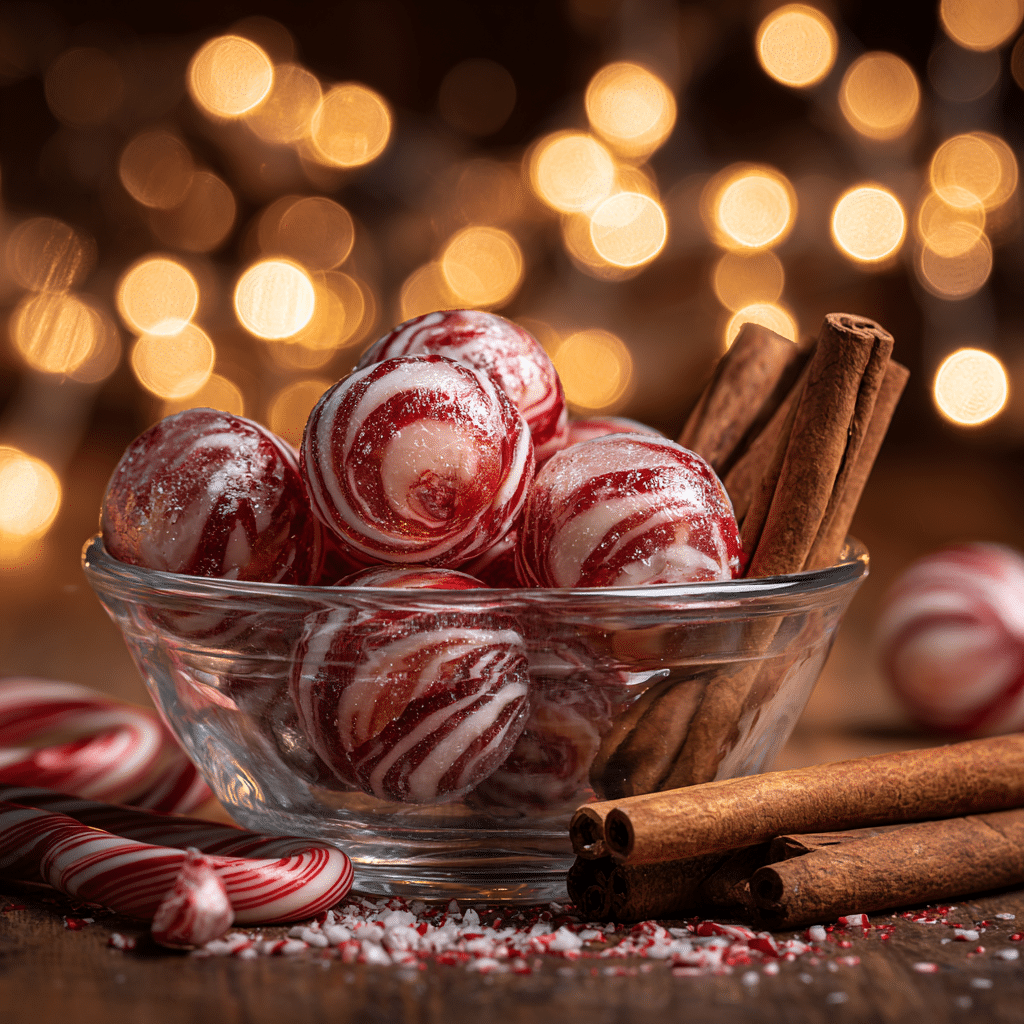 Candy cane fireball hard candy in glass jars for gifting