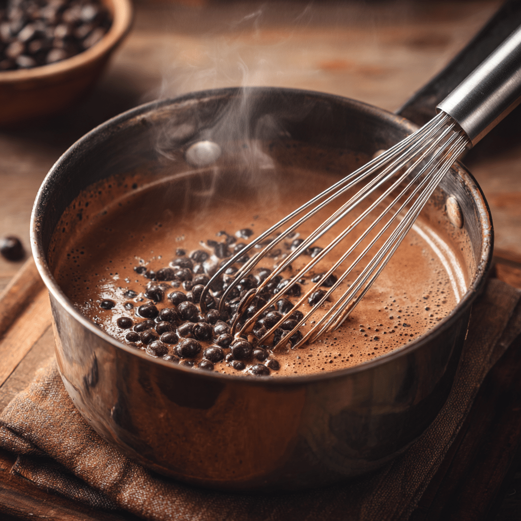 Dairy-Free Christmas Mint Hot Chocolate Recipe – Cozy, Creamy, and Festively Delicious 14 melting vegan chocolate chips in oat milk for hot chocolate