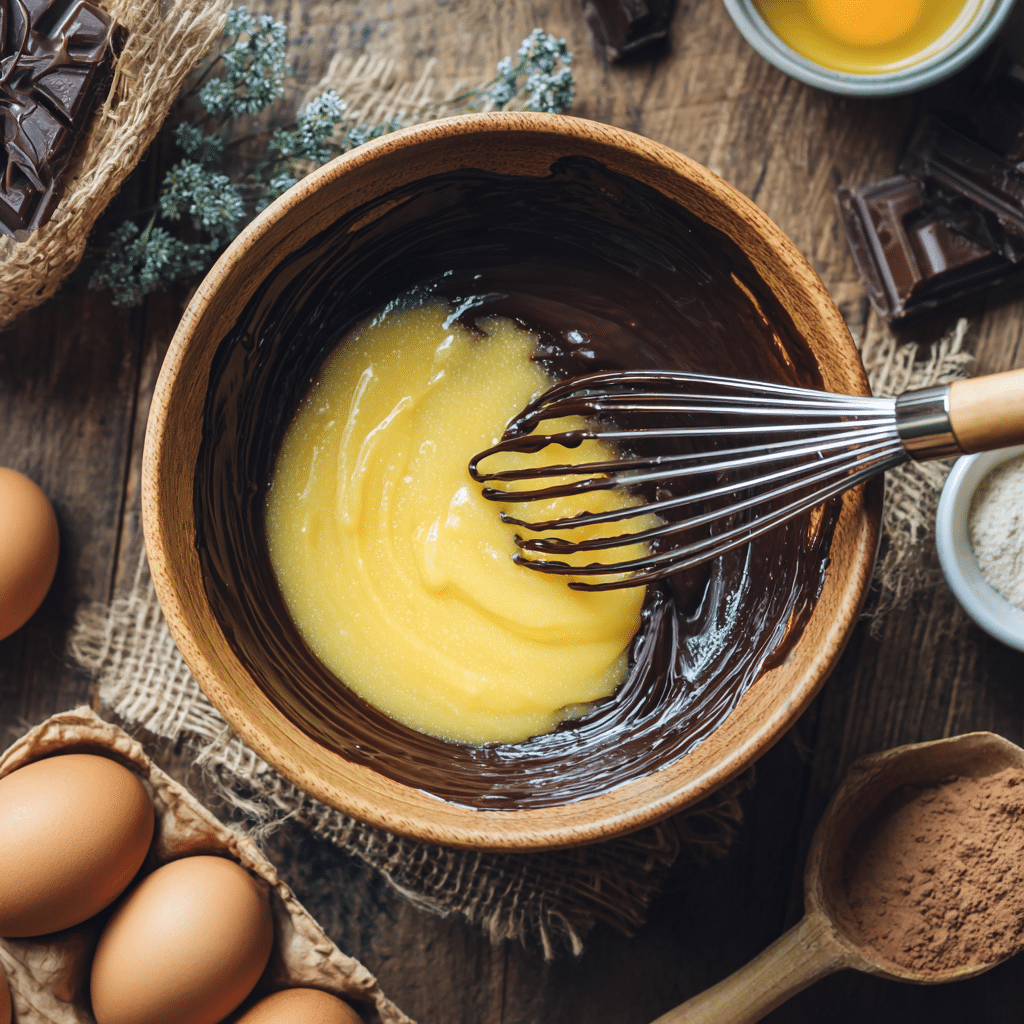 Candy Cane Chocolate Mousse Cups – Easy, Festive Holiday Dessert 15 chocolate-egg-mixture-for-candy-cane-chocolate-mousse-cups