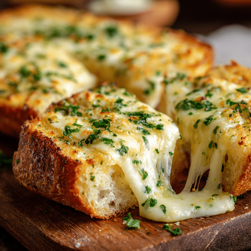 Melty and Irresistible Cheesy Garlic Bread Recipe 12 mohamedlabb Close up of golden garlic bread slice with melted 6ea864ac 7b09 4f20 a029 025d7c2cacca 3