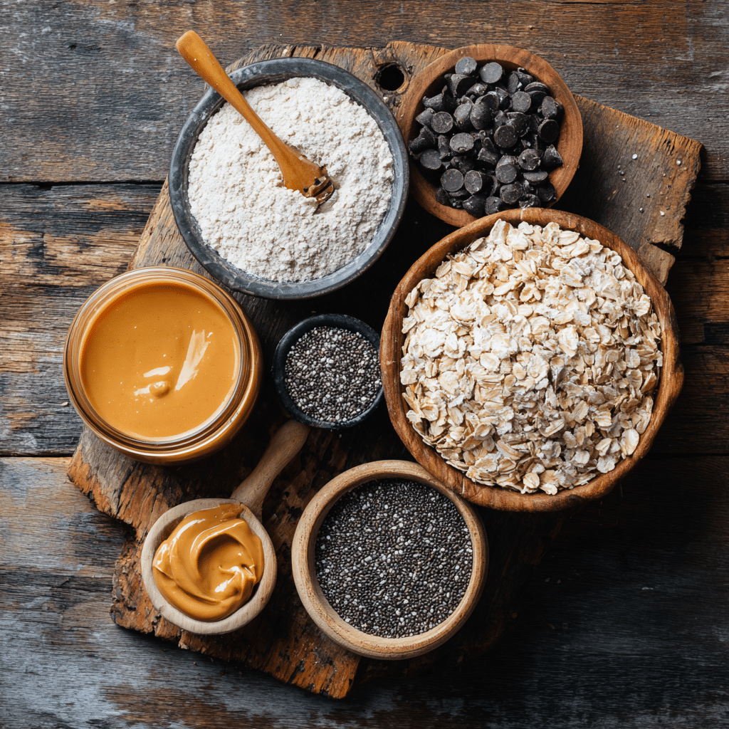 No-Bake Protein Balls 11 mohamedlabb Flat lay of oats peanut butter honey protein powd d525c45a fd3b 4da2 ac5b 0f33e581cd63 3